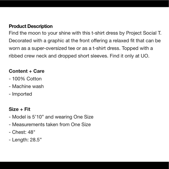 NEW Urban Outfitters Project Social T Moonshine T-shirt Dress One Size - Picture 5 of 9